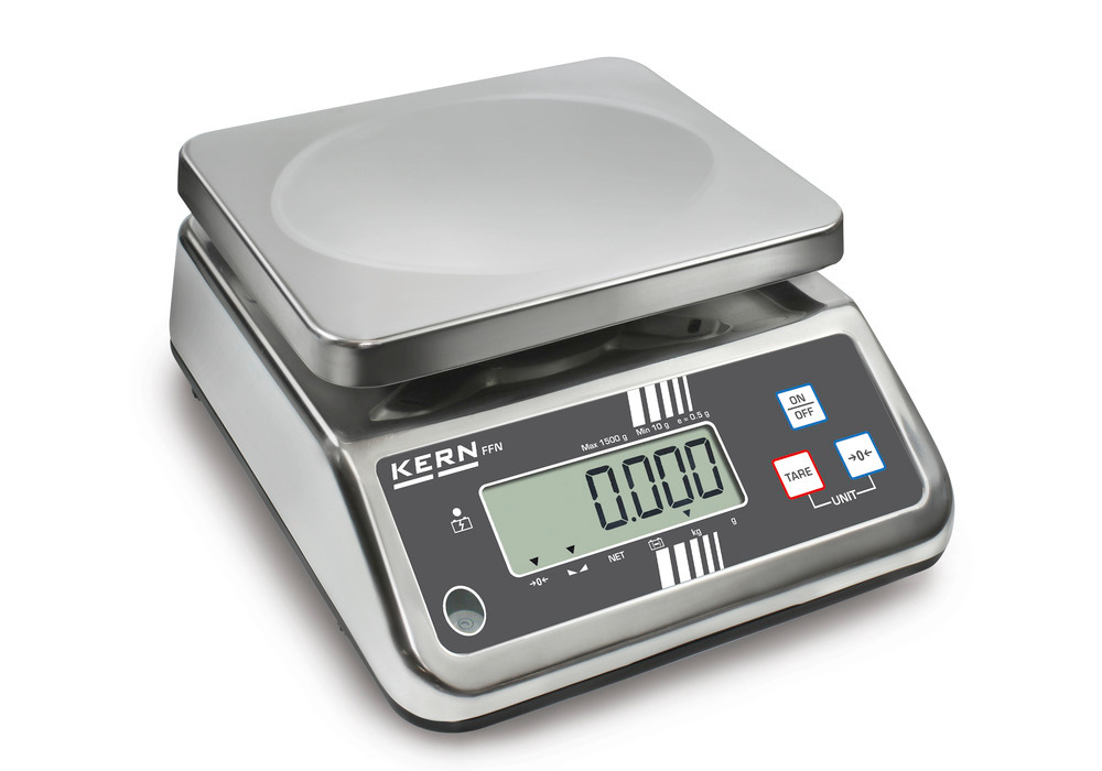 KERN nerezová stolová váha FFN, IP 65, overiteľná, až do 1,5 kg