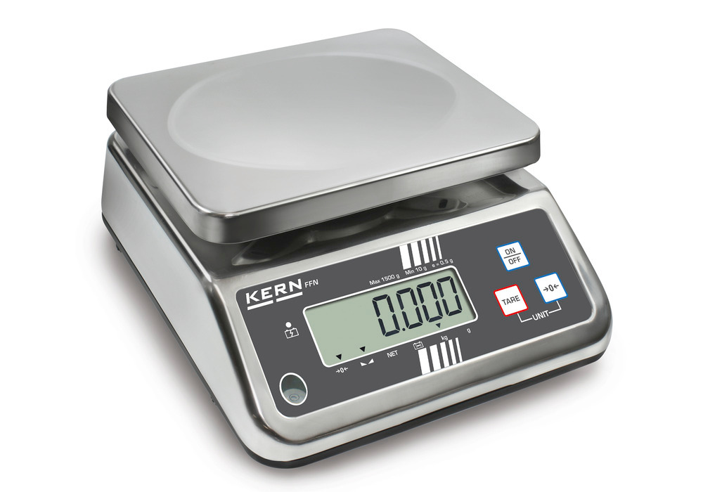 KERN nerezová stolová váha FFN, IP 65, až do 3 kg