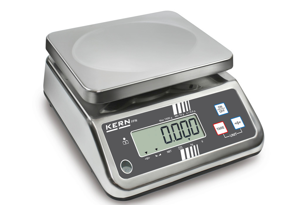 KERN nerezová stolová váha FFN, IP 65, až do 1 kg