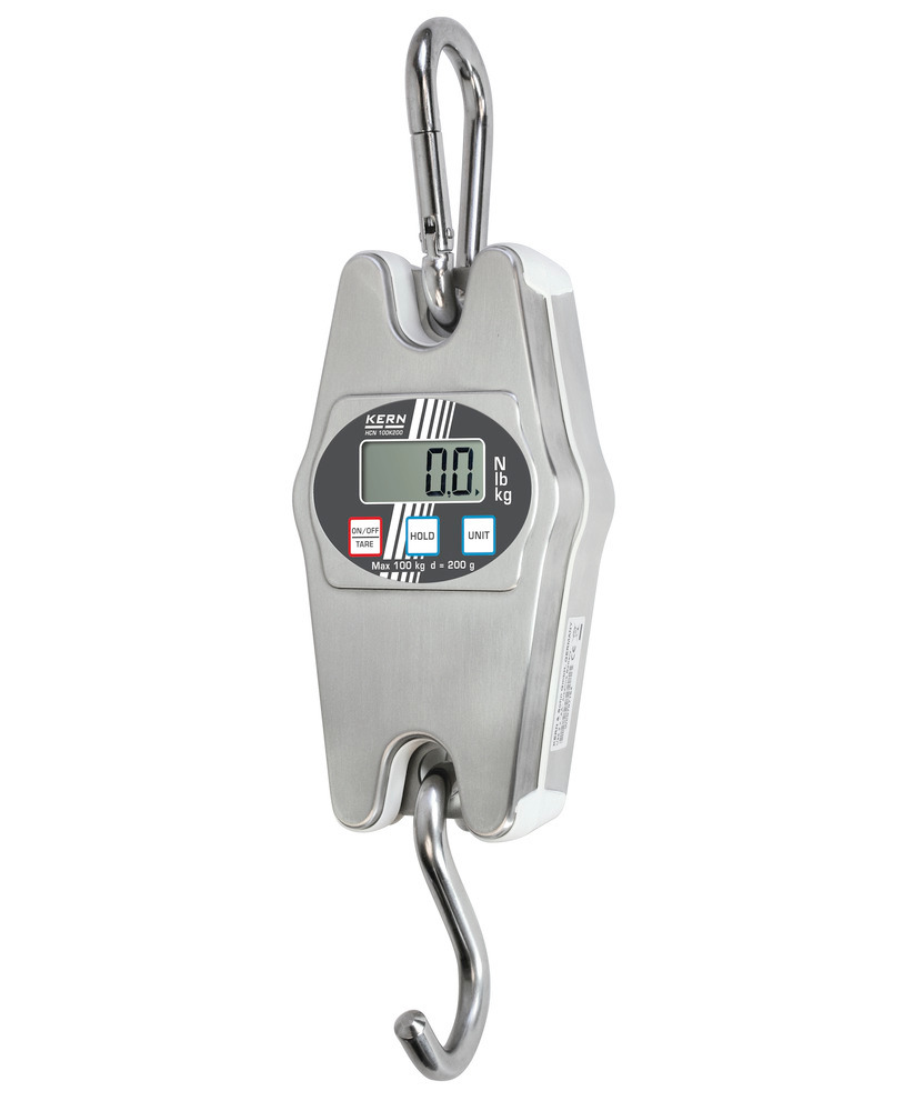 KERN stainless steel hanging scale HCN, IP 65, up to 200 kg