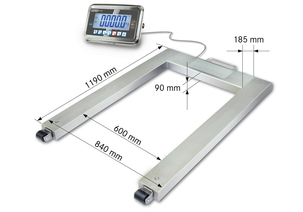KERN stainless steel pallet scale UFN, IP 67, verifiable, up to 600 kg