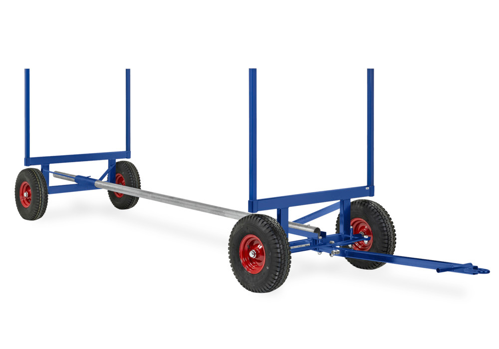 Långgodsvagn KM med stång, pulverlackerad, 3500 kg, L max. 4000 mm, 4 hjul med luftfyllda däck
