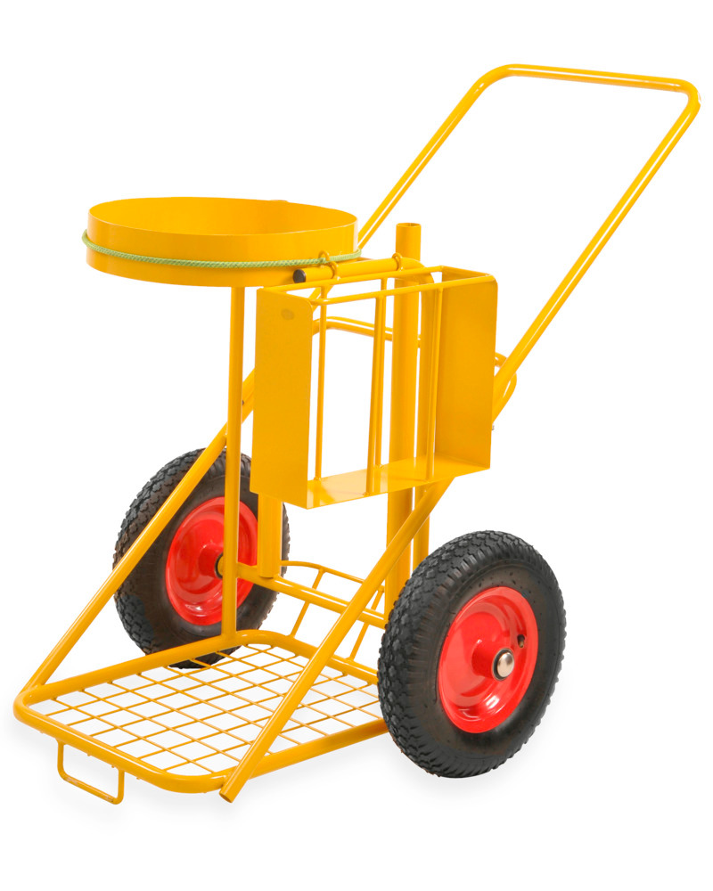 Cleaning trolley KM in steel, powder coated, 125 litre volume, 2 pneumatic tyres