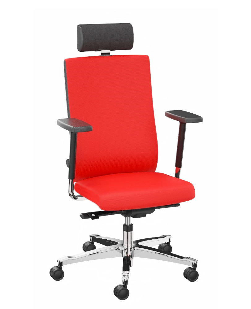 Pracovní židle pro nepřetržitý provoz, potah červený, lumbální podpěra zad