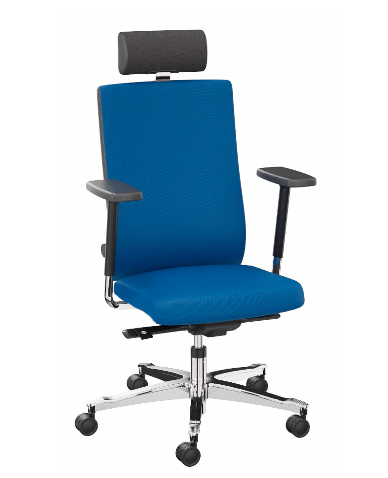 Pracovní židle pro nepřetržitý provoz, potah modrý, lumbální podpěra zad