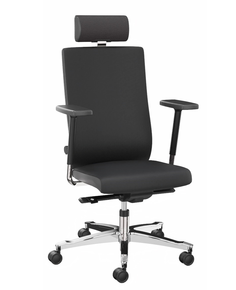 Pracovná stolička pre nepretržitú prevádzku, poťah čierny, lumbálna podpera chrbta