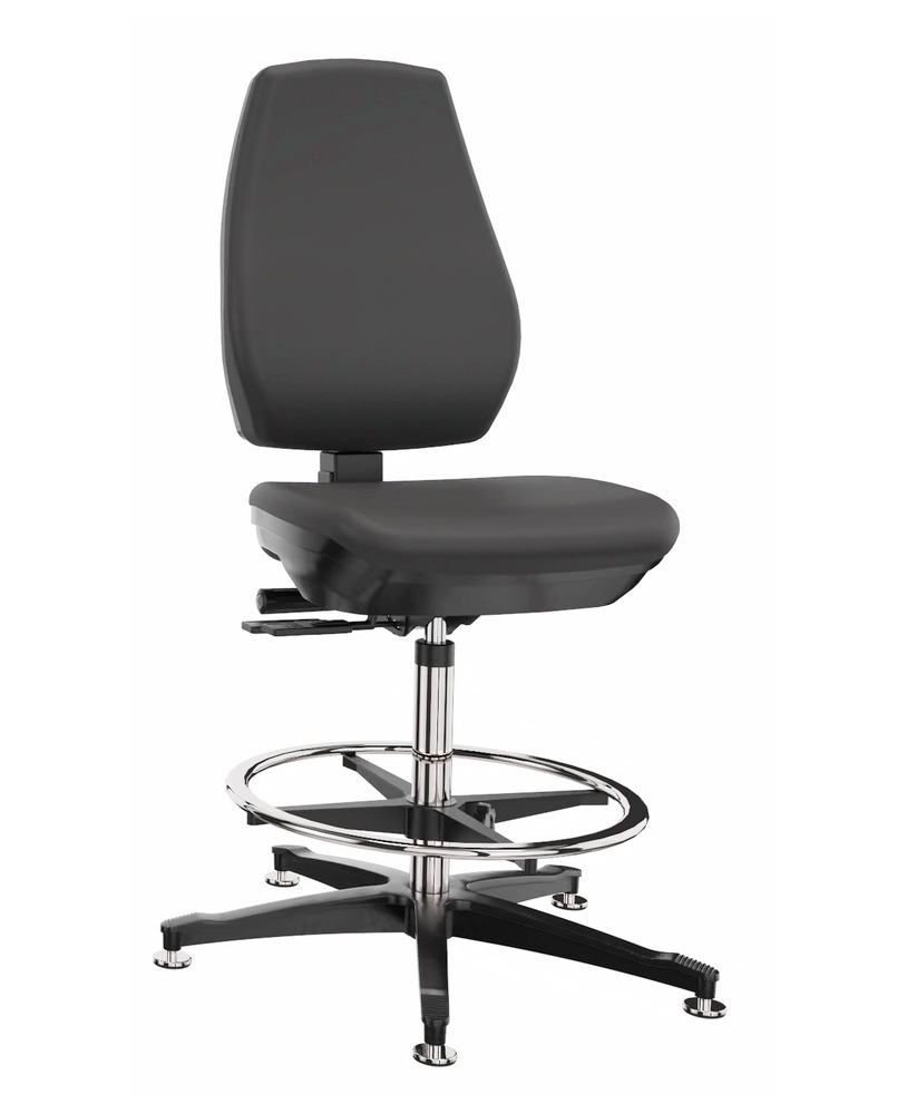 Laboratory work chair imitation leather, floor glide, foot ring