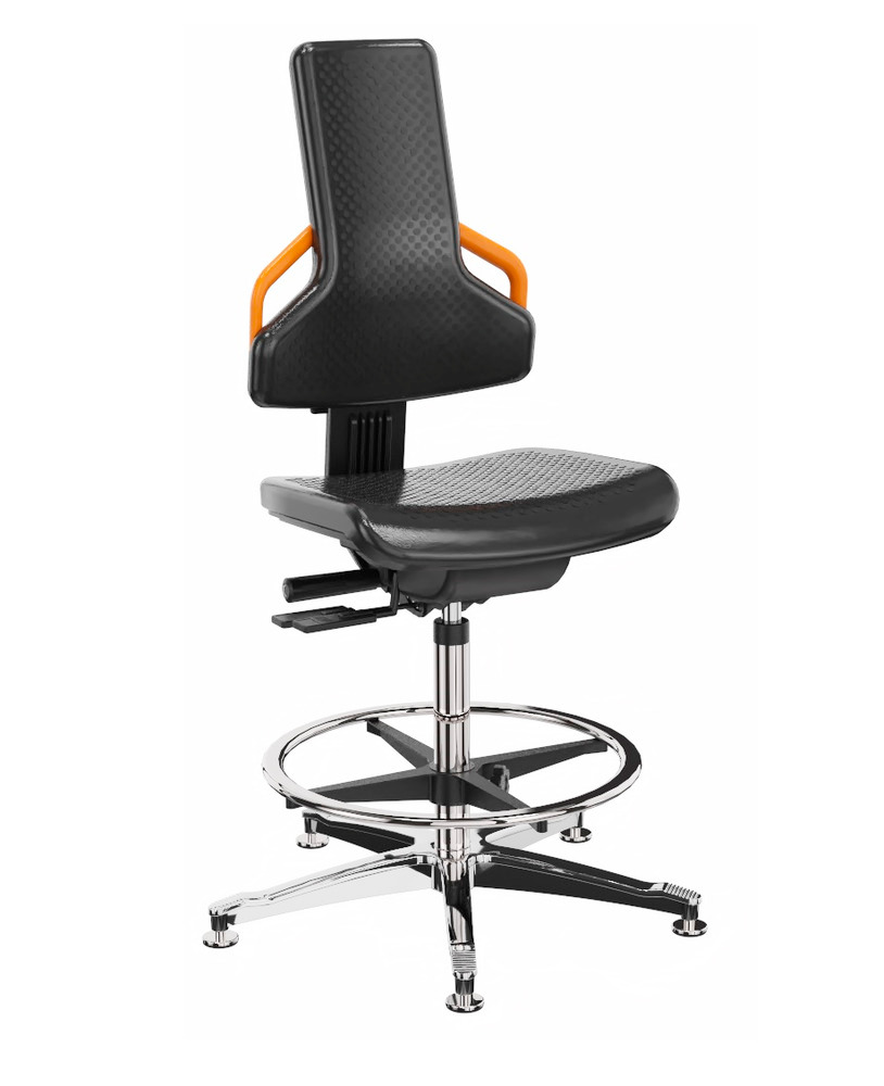 ESD work chair PU, aluminium base, floor glide, foot ring