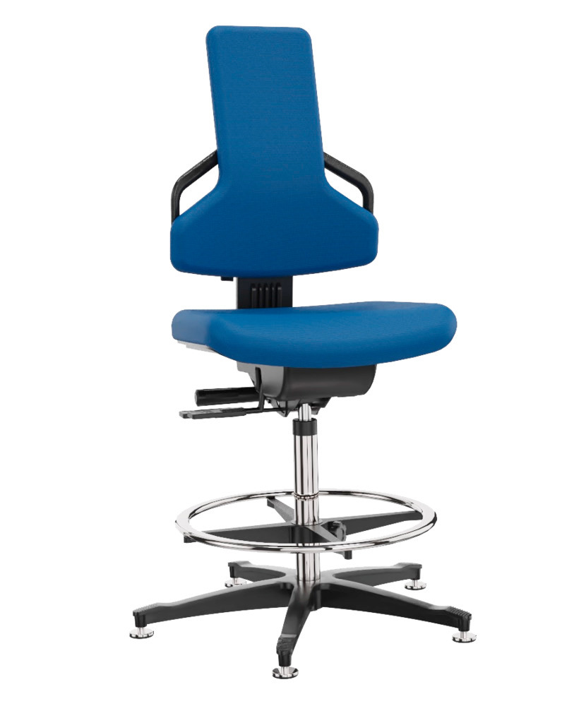 Pracovní židle Premium, potah modrý, s kluzáky, opěrka na nohy