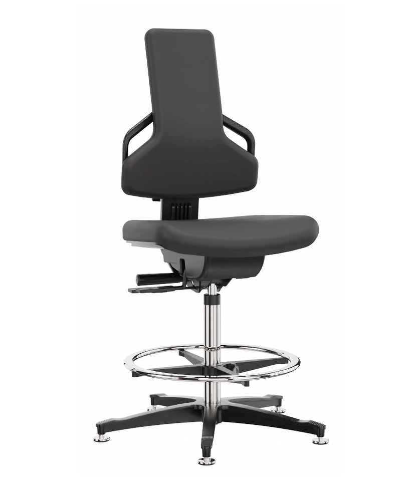 Krzesło robocze Premium, sztuczna skóra, ślizgacze, pierścieniowy podnóżek