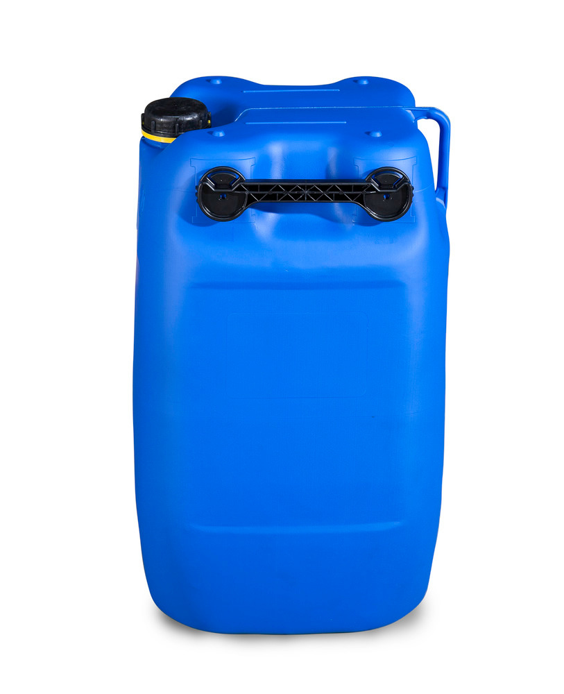 Garrafa de plástico polietileno (PE), 60 litros, con asa y tapa roscada, azul