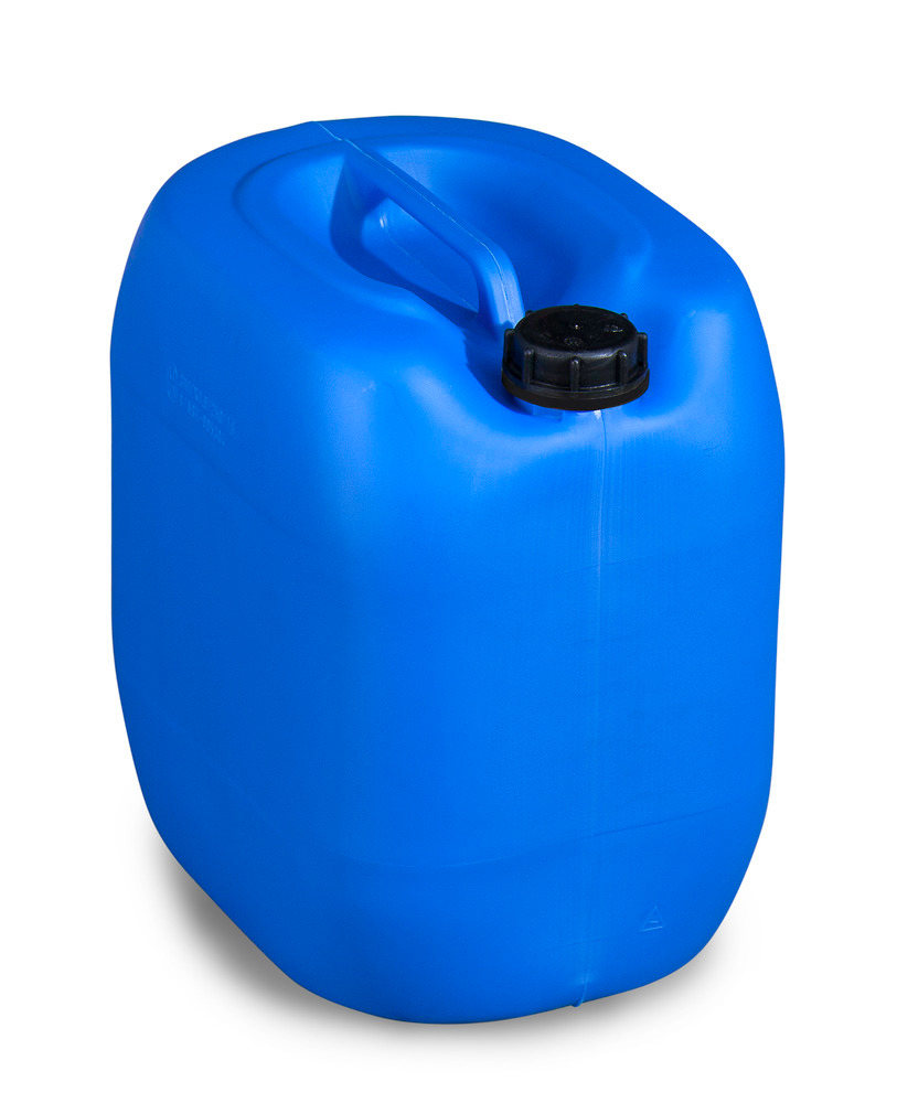 Jerricã em plástico polietileno (PE), 30 l, c/ pega e tampa roscada, azul, homologado, empilhável