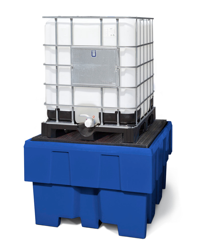 Spill pallet classic-line in polyethylene (PE) for 1 IBC, with PE grid