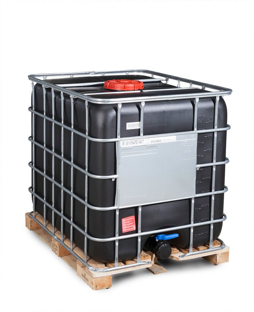 Recobulk IBC Gefahrgut-Container, UV-Schutz, Holz-Palette, 1000 Liter, Öffnung NW225, Auslauf NW80