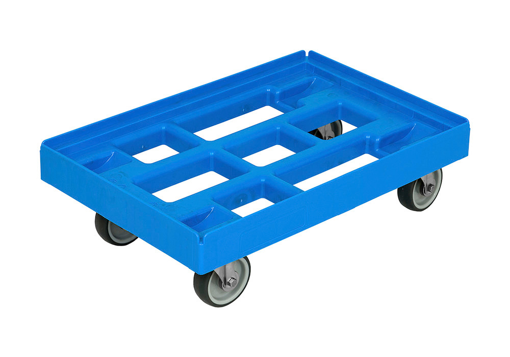 Transportvogn til euro kasser, af HDPE, 610 x 410 mm, blå
