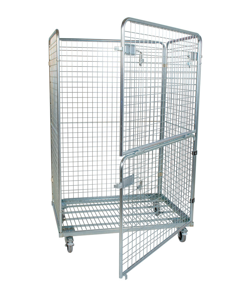 Steel roll box pallet, 4 mesh walls, folding front, 800 x 1200 x 1820 ...