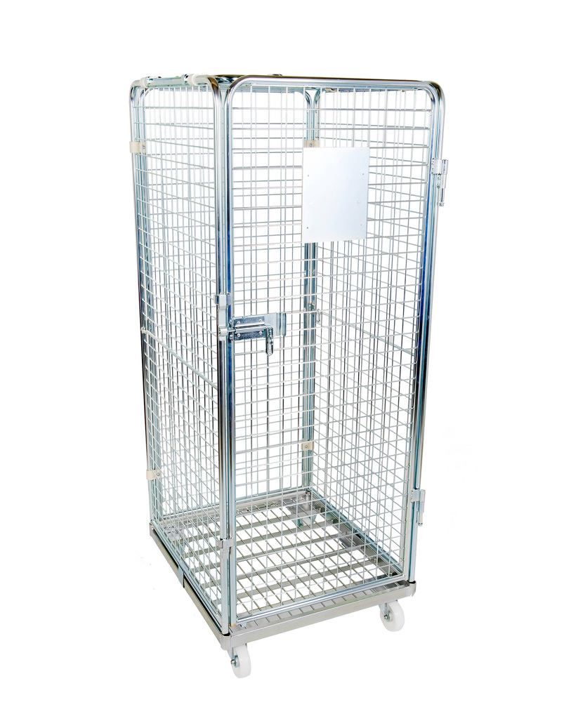 Roll box pallet anti-theft, with steel base, 5-sided, with 1 door, 724 x 800 x 1790 mm