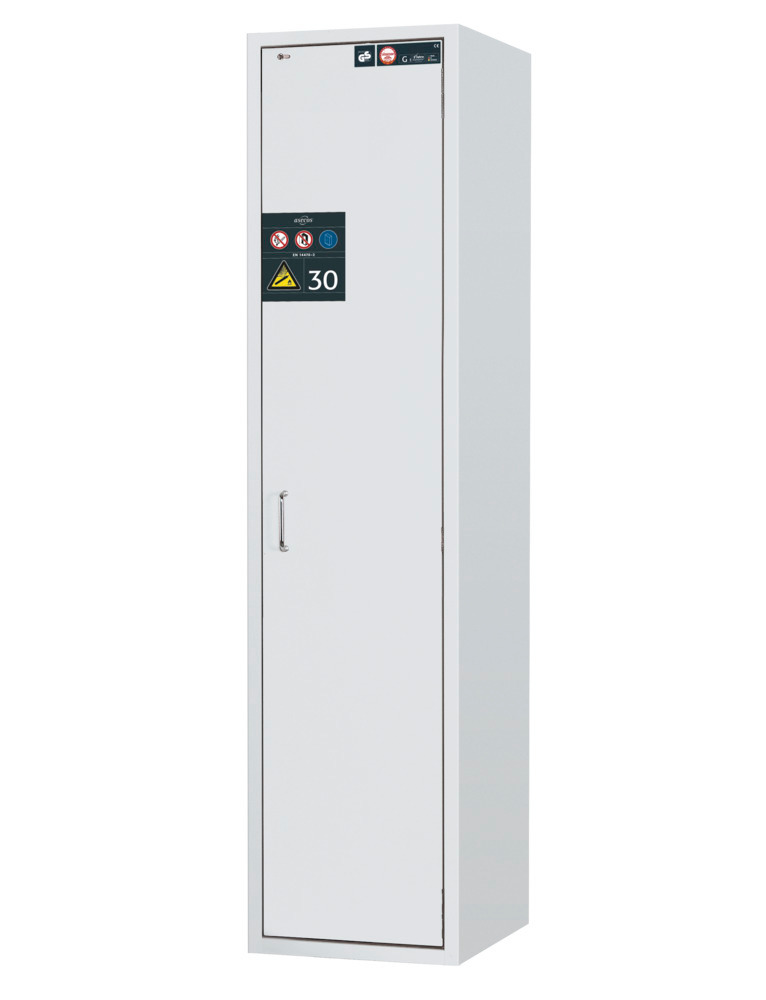 asecos fire-rated gas cylinder cabinet G30.6, 600 mm wide, door opening right, grey