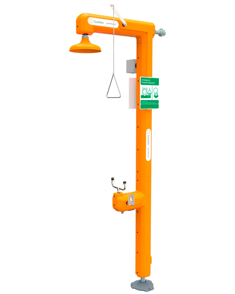 Heated Emergency Shower with Eye Wash Top Inlet Rated Class I