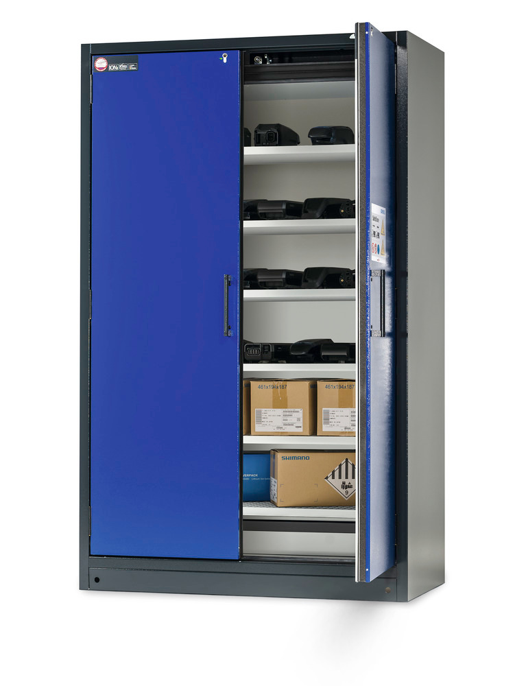 Armário para armazenamento de baterias de ião de lítio SafeStore, 6 prateleiras, largura de 1200 mm