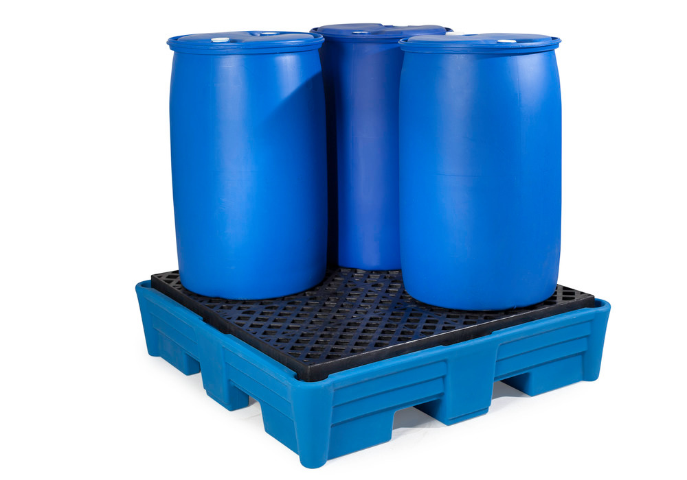 Poly Safe Spill Pallet with poly grating, for 4 Drums