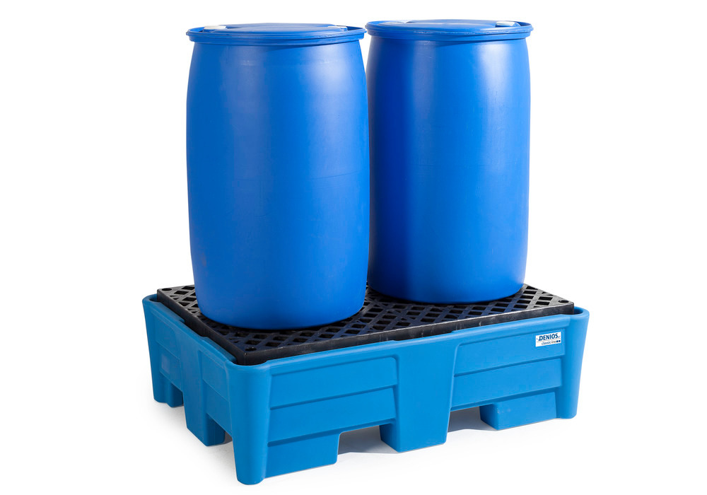 Poly Safe Spill Pallet with Poly Grating, for 2 Drums