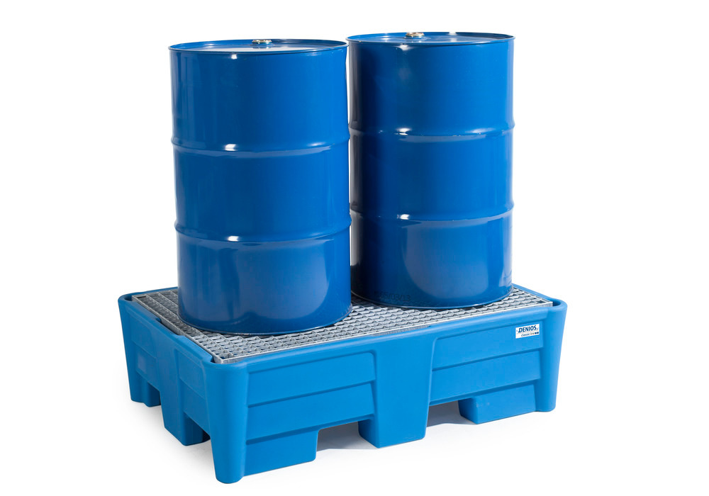 Poly Safe Spill Pallet with galvanized grating, for 2 Drums