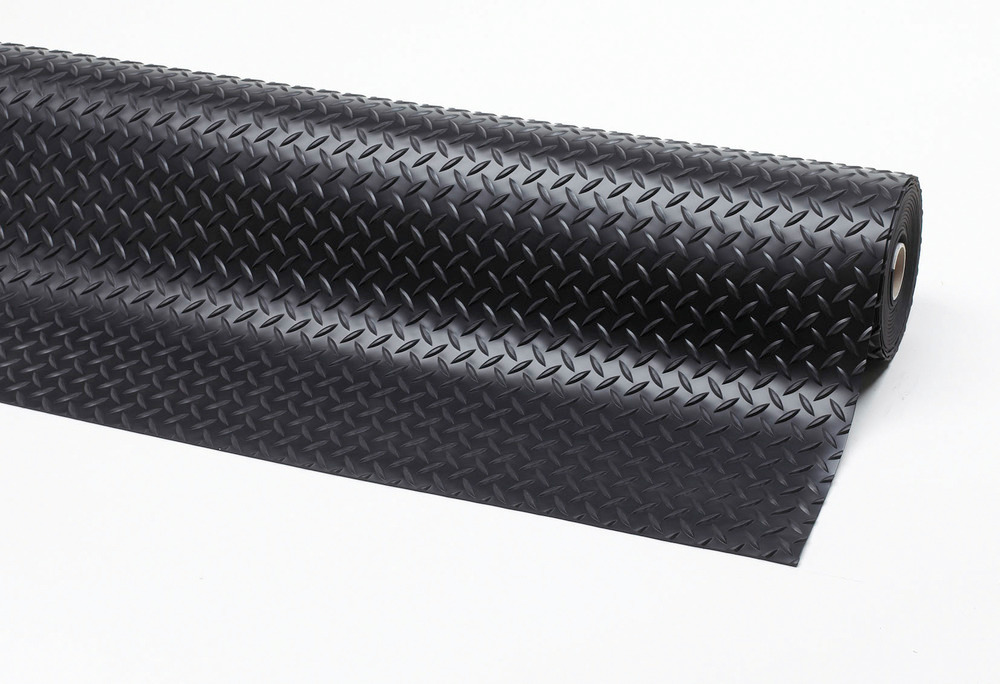 Protiskluzová rohož z PVC v roli, design slzičkového plechu, 91 cm x 22,8 m, černá