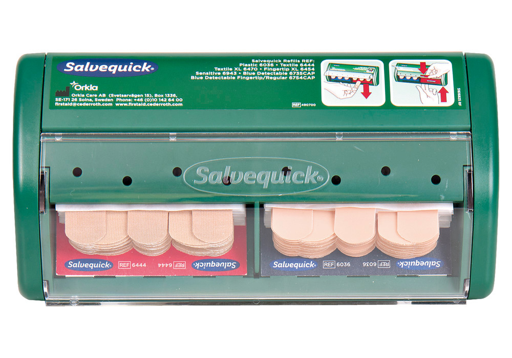 Pflasterspender Salvequick mit Füllung Refill 6444 und 6036, inkl. Spezialschlüssel