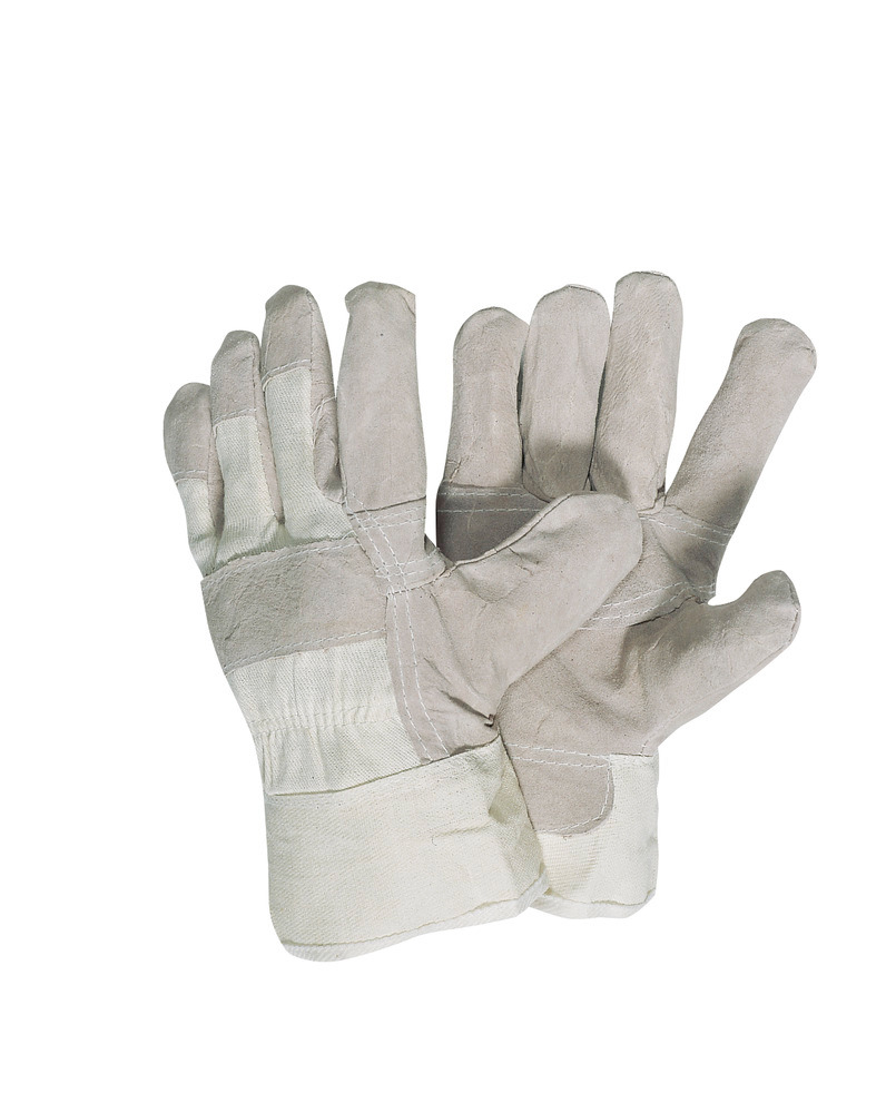 Cow split leather gloves, lined, size 10.5, Category I, 12 pairs per pack