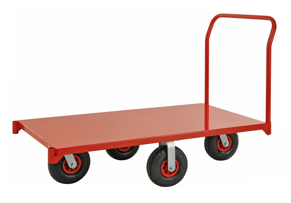 Large platform trolley KM, powder coated red, L 1550 mm, TK 1200 kg, 4 ...