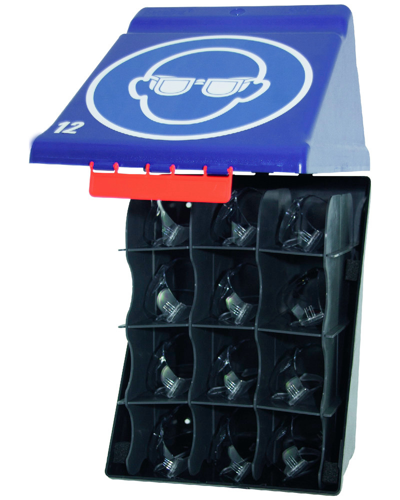 Caja grande para gafas protectoras, para guardar hasta 12 gafas protectoras, azul