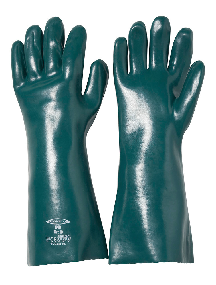 Gants de protection chimique Ekastu, flockés coton, manchettes 400 mm, cat. III, taille 10, 1 paire