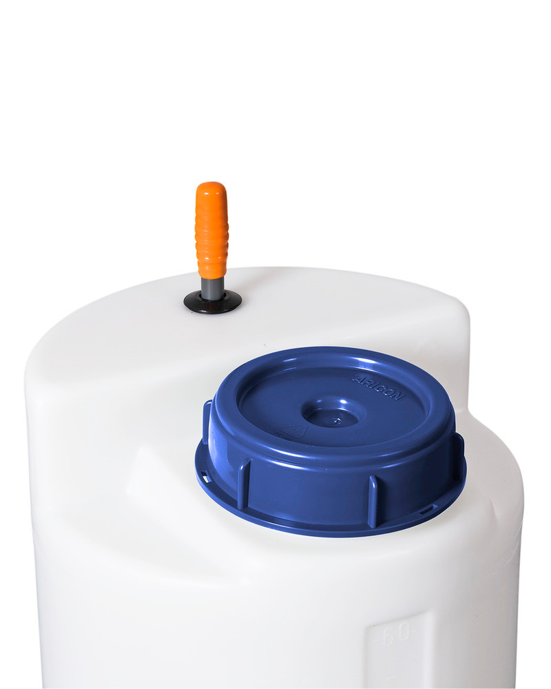 Mezclador manual para recipiente cilíndrico de hasta 1000 litros de volumen.