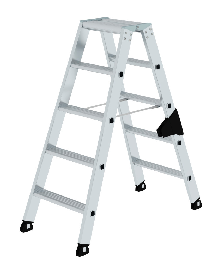 Schodový stojatý rebrík z hliníka, obojstranný, s držadlom ergo-pad®, 2 x 5 schod.