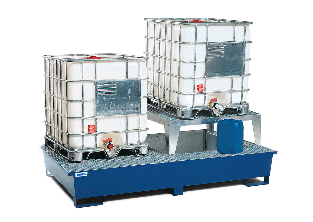IBC Spill Containment Pallet 2 IBC Totes Platform, 2 Stands & Splash Guard Included