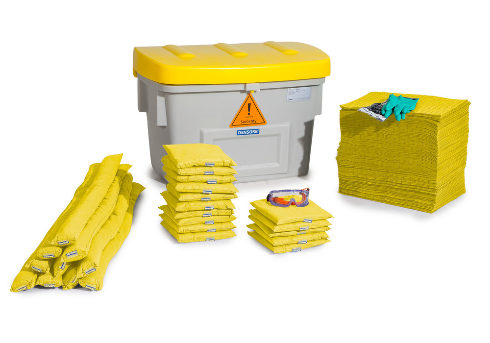 Kit d'absorbants anti-pollution Densorb en box de sécurité, SF200, version Spécial