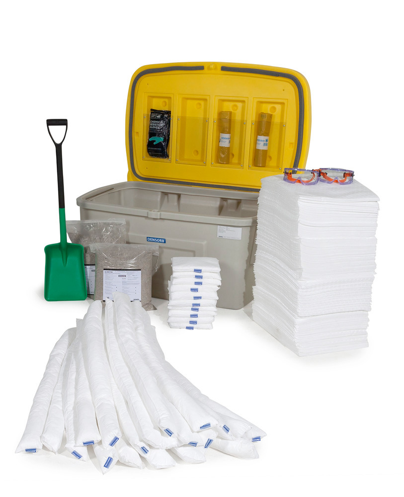 Safety box, filled with absorbent materials, absorption capacity of up to 414 litres
