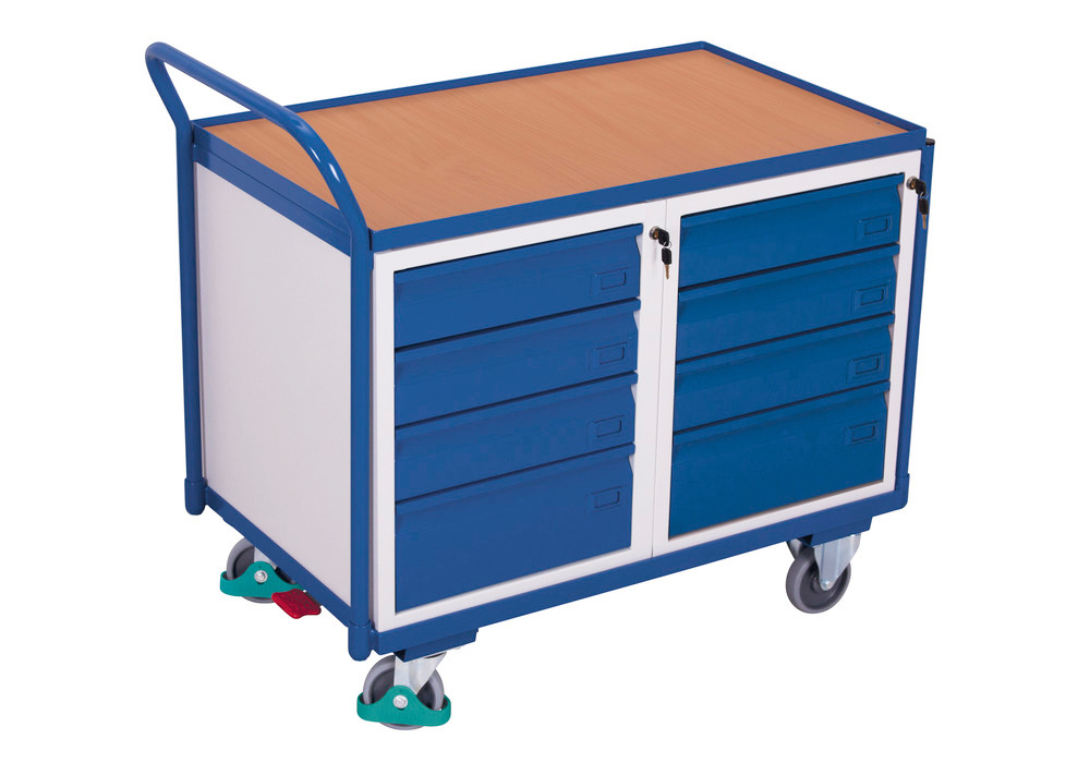 Dielenský vozík na náradie, 1 úložná plocha a 8 zásuviek, 1125 x 625 x 1010 mm