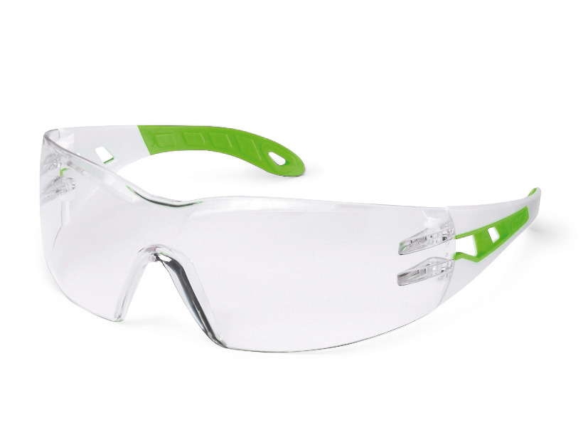 Safety spectacle uvex pheos s 9192, white/green with clear polycarbonat lense