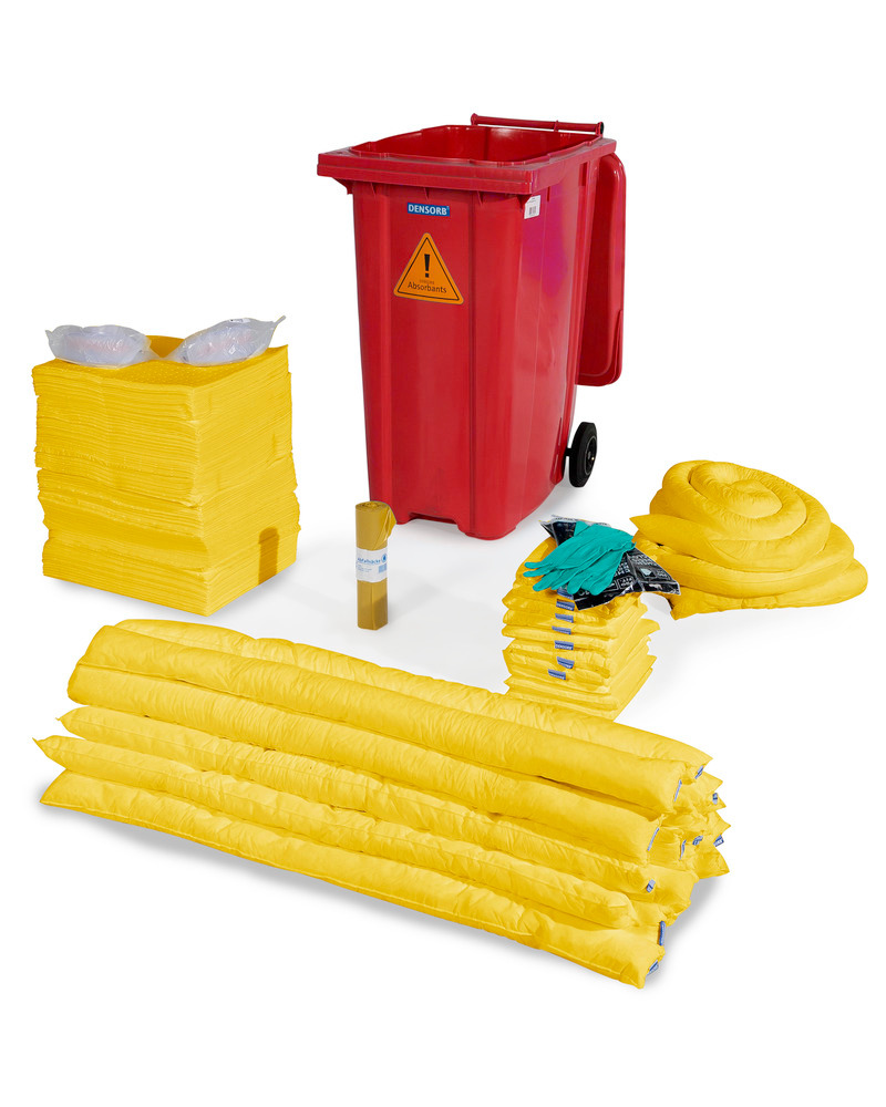 Set de emergencia en contenedor de basura rojo con ruedas de 360 litros, B 36 , versión Especial