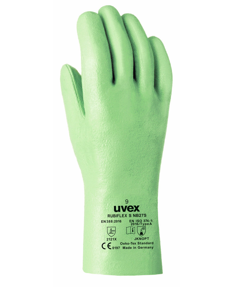 Chemikalienschutzhandschuh uvex rubiflex, Kat.III, grün, VE = 10 Paar