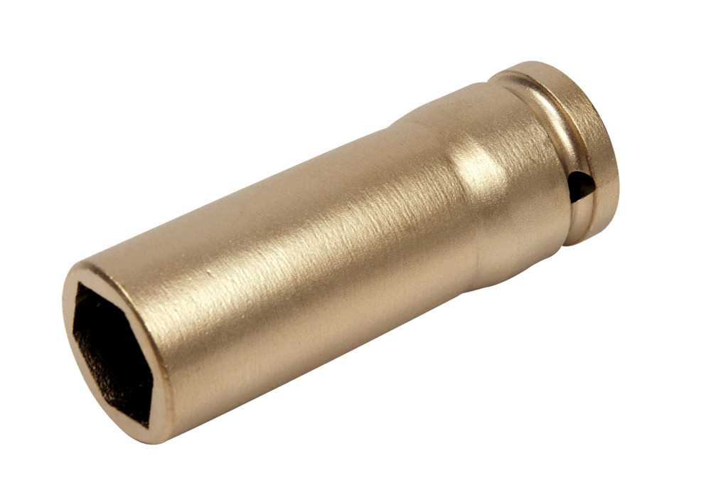 Llave de vaso para atornilladora de impacto, larga, 1/2" x 30 mm, bronce especial sin chispas, ATEX