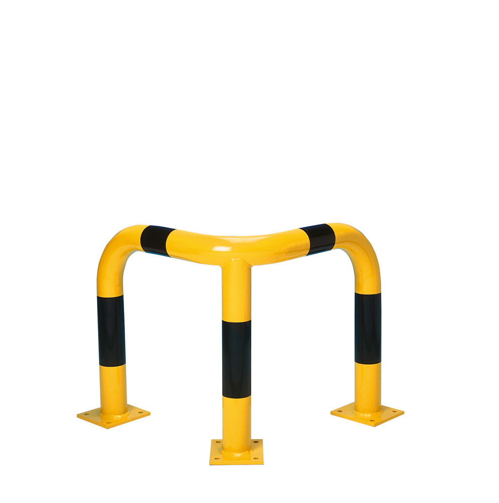 Påkörningsskyddshörn RE 12, av gjutstål, för utomhusbruk, 60 x 60 x 120 cm, gul/svart
