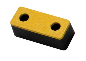 Butoir de protection 1, tout caoutchouc, noir à surface jaune, 153 x 63 x 55 mm