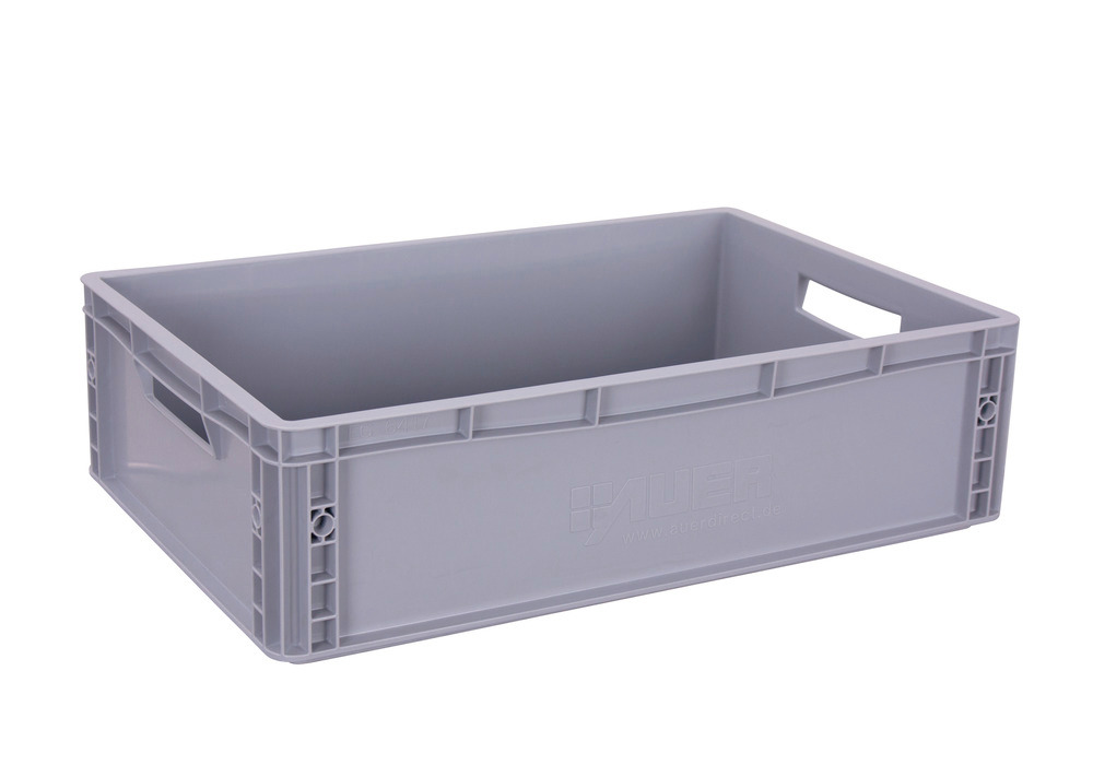 Euro box for occasional trolley, closed bottom and sides, open handles, 600 x 400 x 220 mm