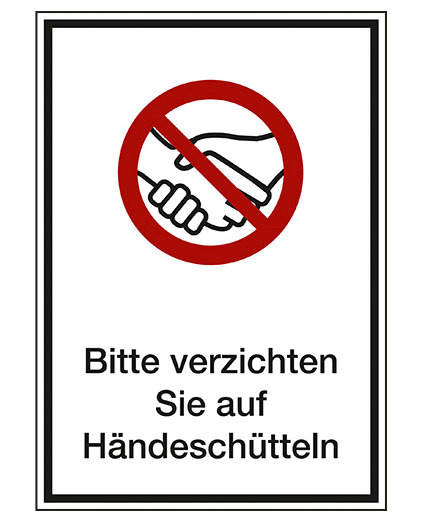 Kombi Schild "auf Händeschütteln verzichten", Folie, 130 x 185 mm