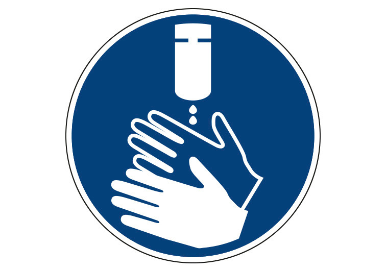 Rótulo "Desinfectar las manos", lámina Ø 200 mm