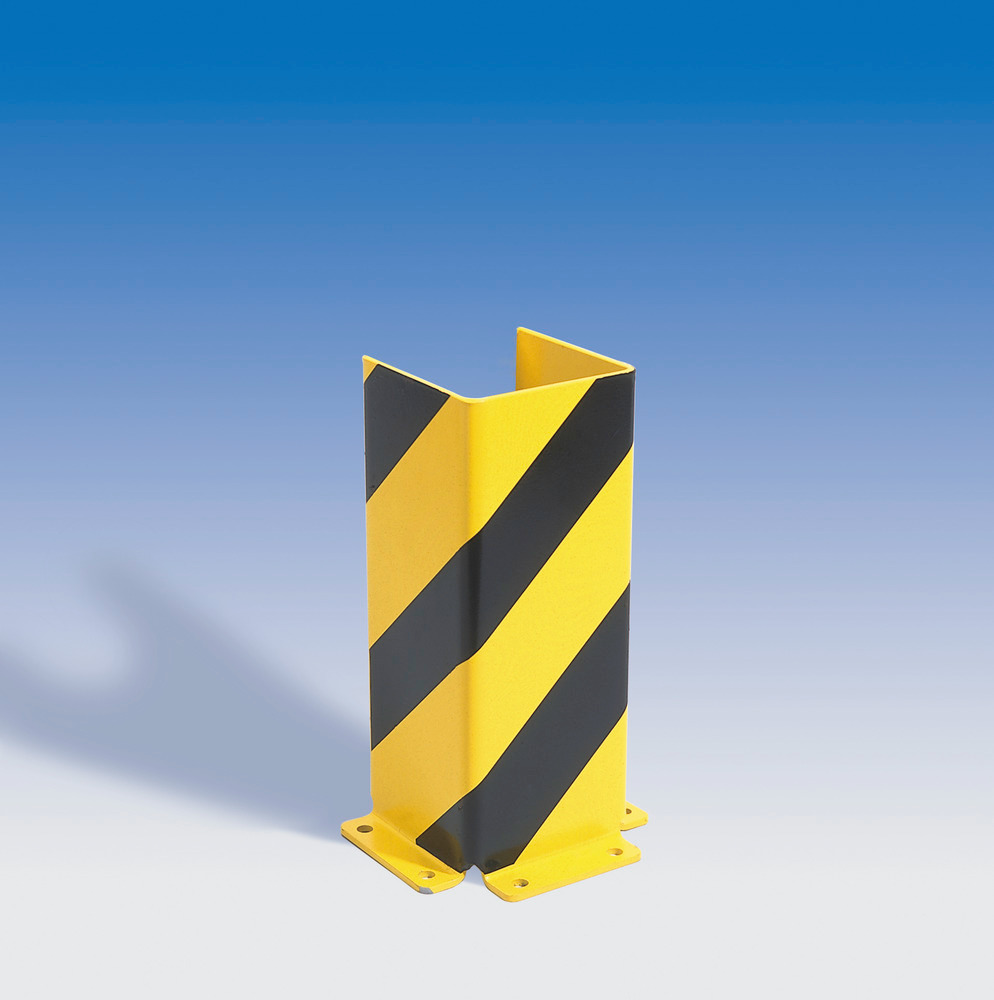 Påkjøringsvern, U-profil 400, kunststoffbelagt, gul med sorte striper, 400 x 160 mm