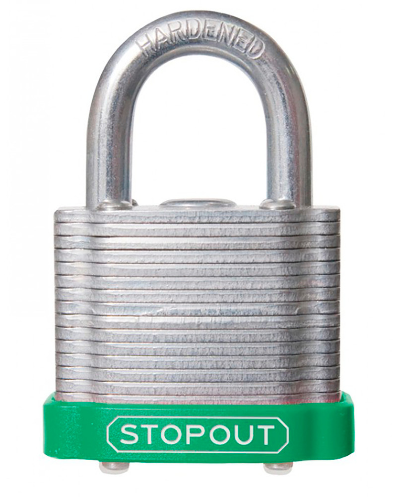 STOPOUT® Laminated Steel Padlocks-Green-Shackle Clearance Ht.: 3/4